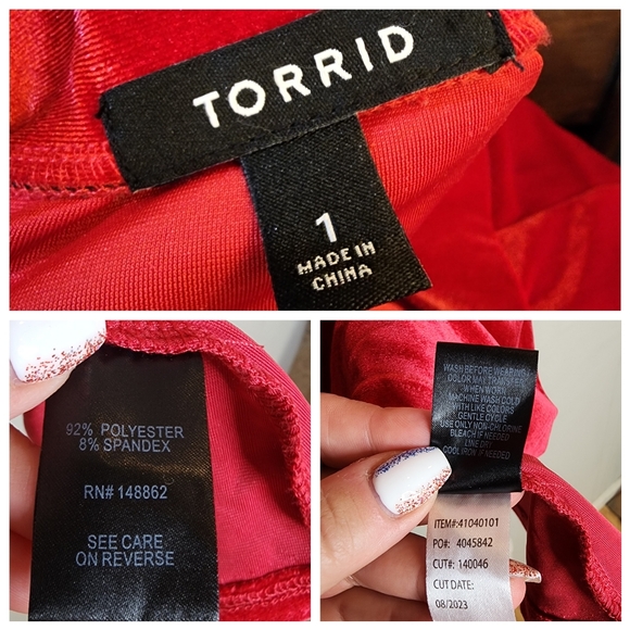 Torrid Red Velvet Tea Length Midi A Line Pull On Skirt 1X Side Pockets - Picture 3 of 16